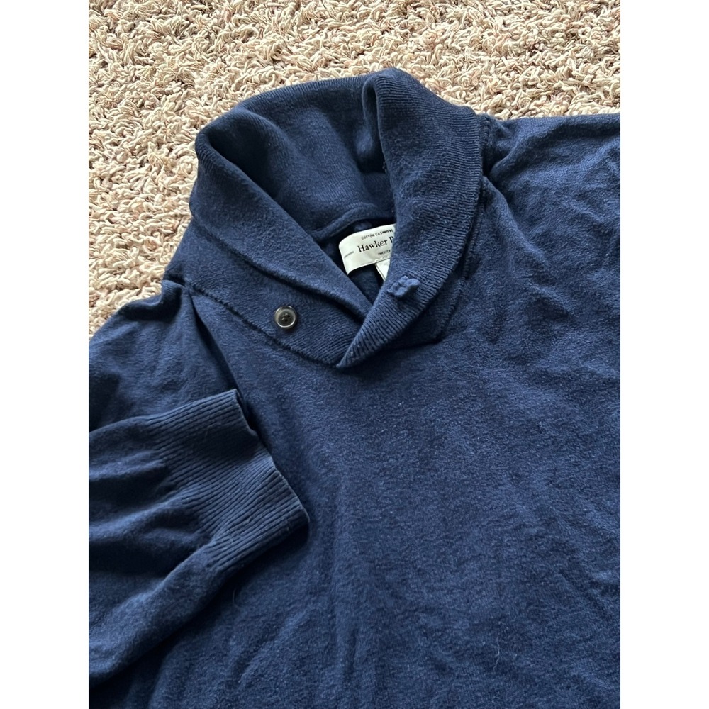 Hawker Rye Mens XXL Navy Blue Cotton Cashmere‎ Shawl Collar Button Sweater